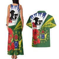 Cook Islands ANZAC Day Couples Matching Tank Maxi Dress and Hawaiian Shirt Last Post Lest We Forget