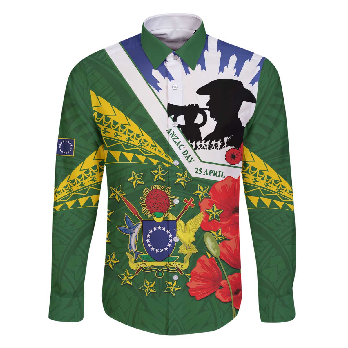 Cook Islands ANZAC Day Family Matching Off The Shoulder Long Sleeve Dress and Hawaiian Shirt Last Post Lest We Forget