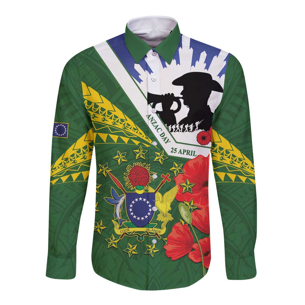 Cook Islands ANZAC Day Long Sleeve Button Shirt Last Post Lest We Forget