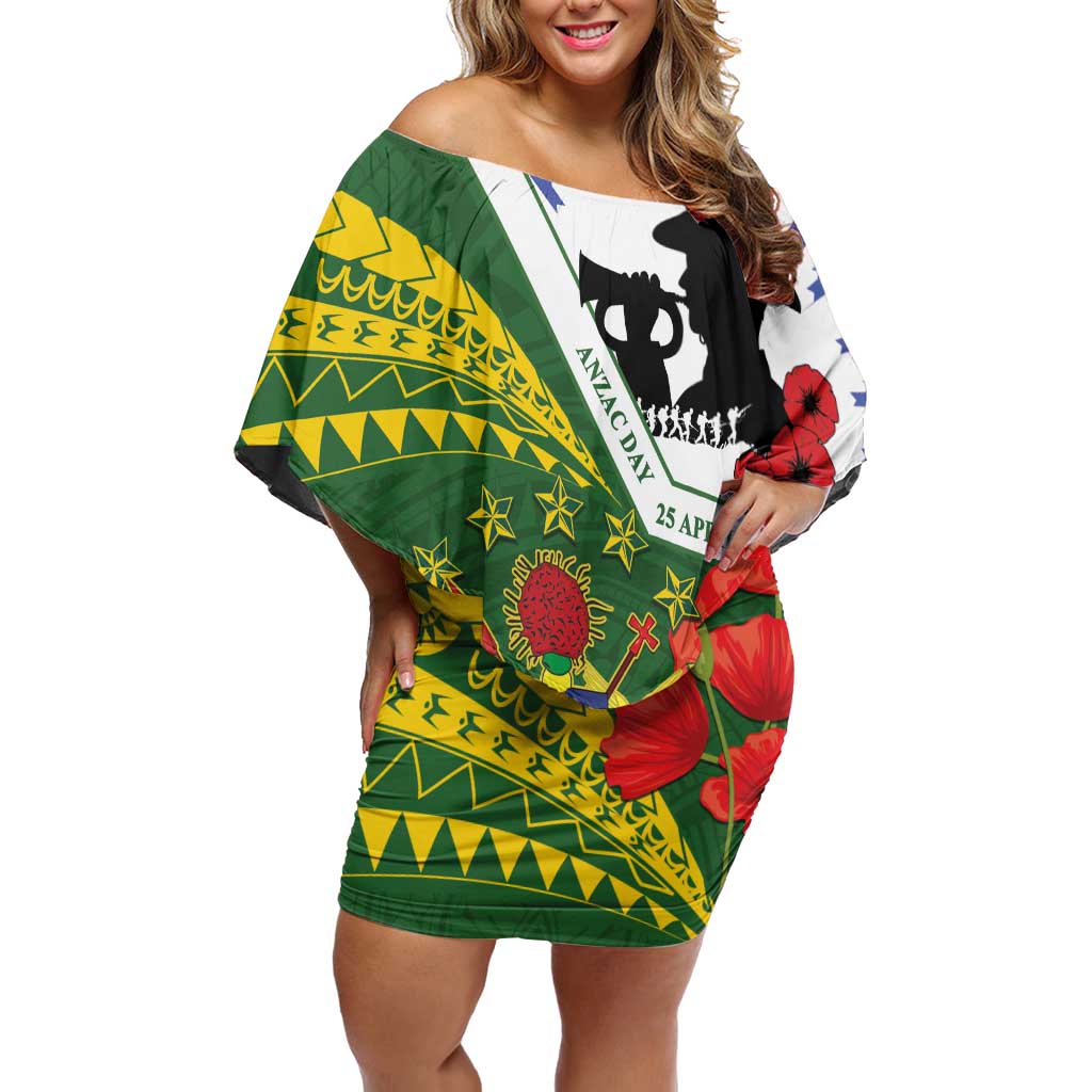 Cook Islands ANZAC Day Off Shoulder Short Dress Last Post Lest We Forget