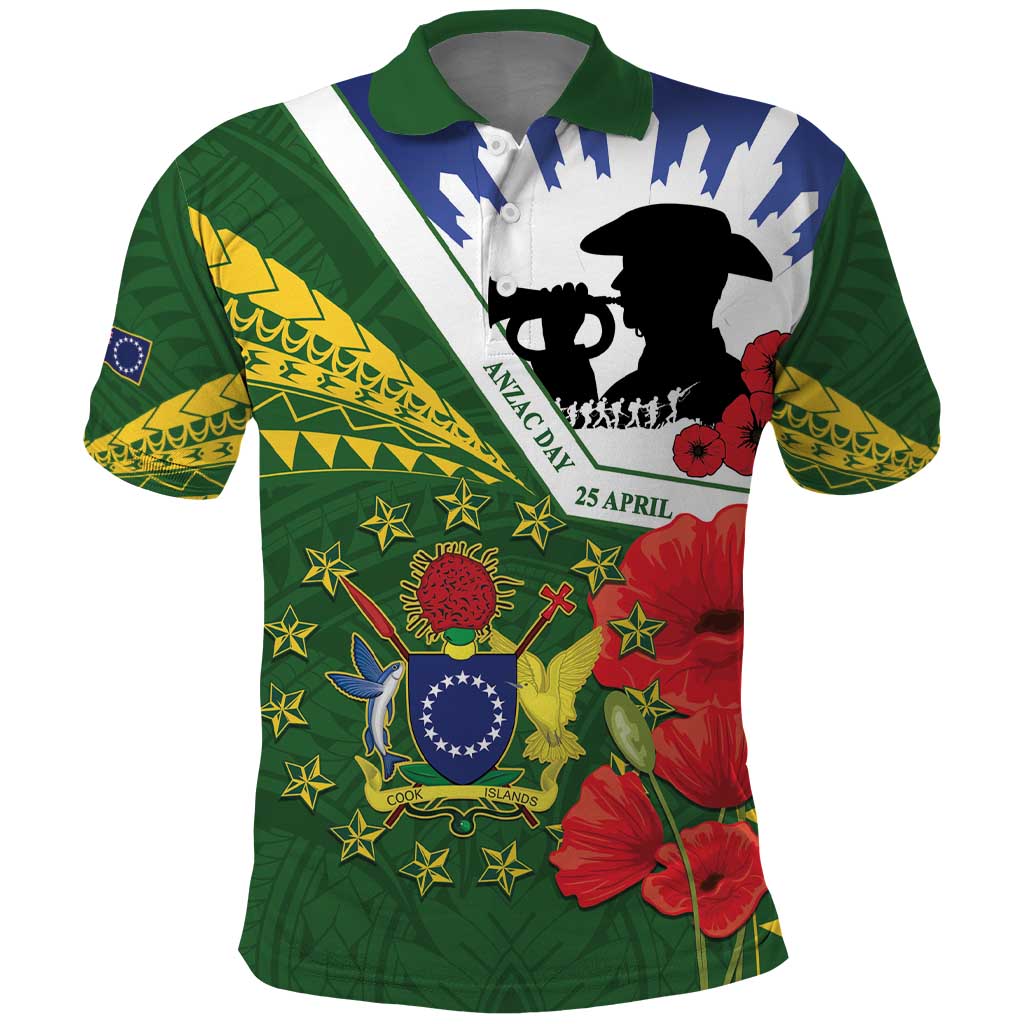 Cook Islands ANZAC Day Polo Shirt Last Post Lest We Forget LT14 Green - Polynesian Pride