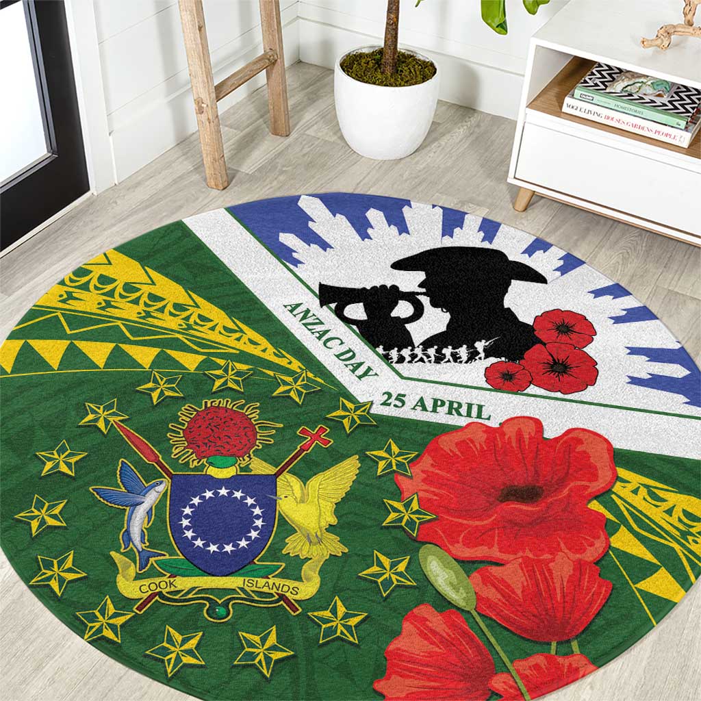 Cook Islands ANZAC Day Round Carpet Last Post Lest We Forget