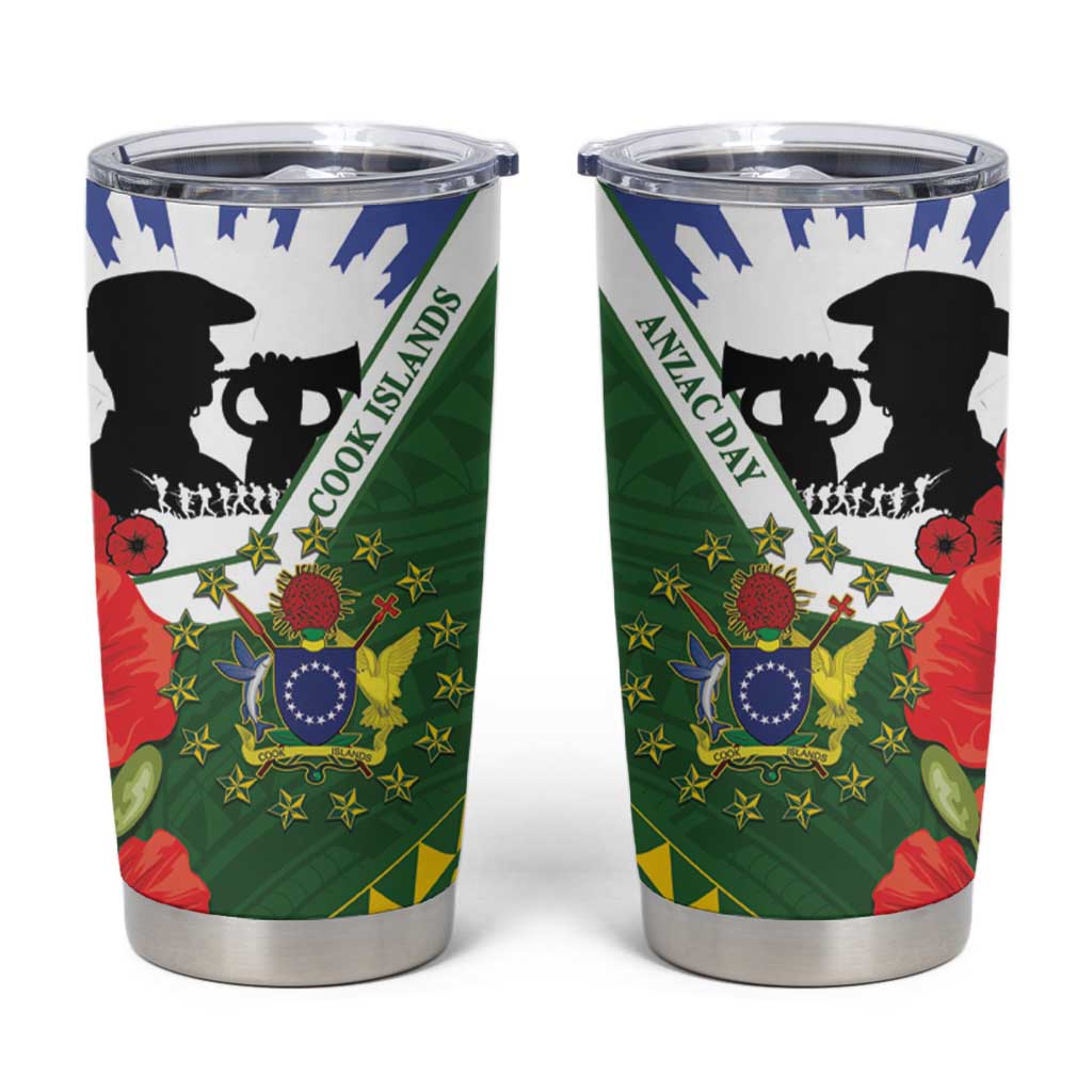 Cook Islands ANZAC Day Tumbler Cup Last Post Lest We Forget LT14 Green - Polynesian Pride