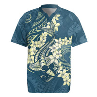 Cyan Polynesia Hammerhead Shark Tattoo With Plumeria Lei Rugby Jersey LT14 Cyan - Polynesian Pride