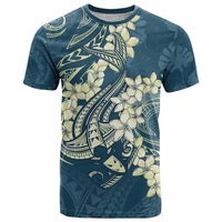 Cyan Polynesia Hammerhead Shark Tattoo With Plumeria Lei T Shirt LT14 Cyan - Polynesian Pride