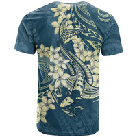 Cyan Polynesia Hammerhead Shark Tattoo With Plumeria Lei T Shirt LT14 - Polynesian Pride