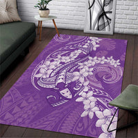 Purple Polynesia Hammerhead Shark Tattoo With Plumeria Lei Area Rug LT14 Purple - Polynesian Pride