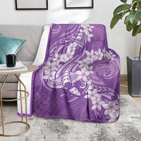 Purple Polynesia Hammerhead Shark Tattoo With Plumeria Lei Blanket