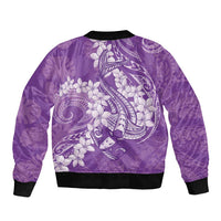Purple Polynesia Hammerhead Shark Tattoo With Plumeria Lei Bomber Jacket LT14 - Polynesian Pride