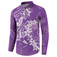Purple Polynesia Hammerhead Shark Tattoo With Plumeria Lei Button Sweatshirt LT14 - Polynesian Pride