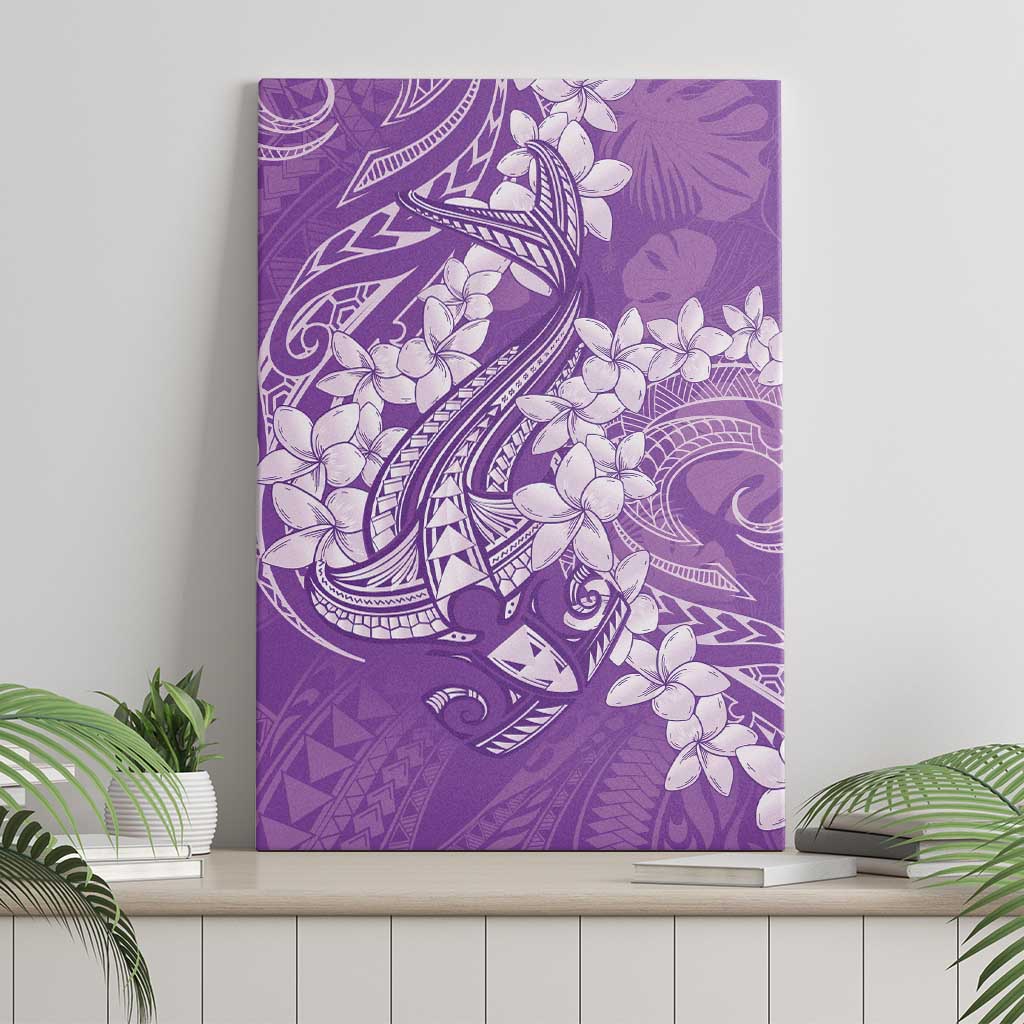 Purple Polynesia Hammerhead Shark Tattoo With Plumeria Lei Canvas Wall Art
