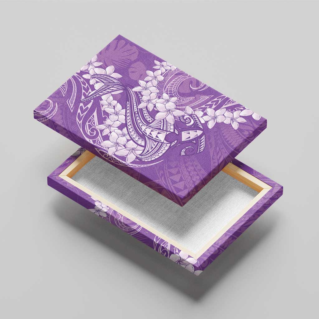 Purple Polynesia Hammerhead Shark Tattoo With Plumeria Lei Canvas Wall Art