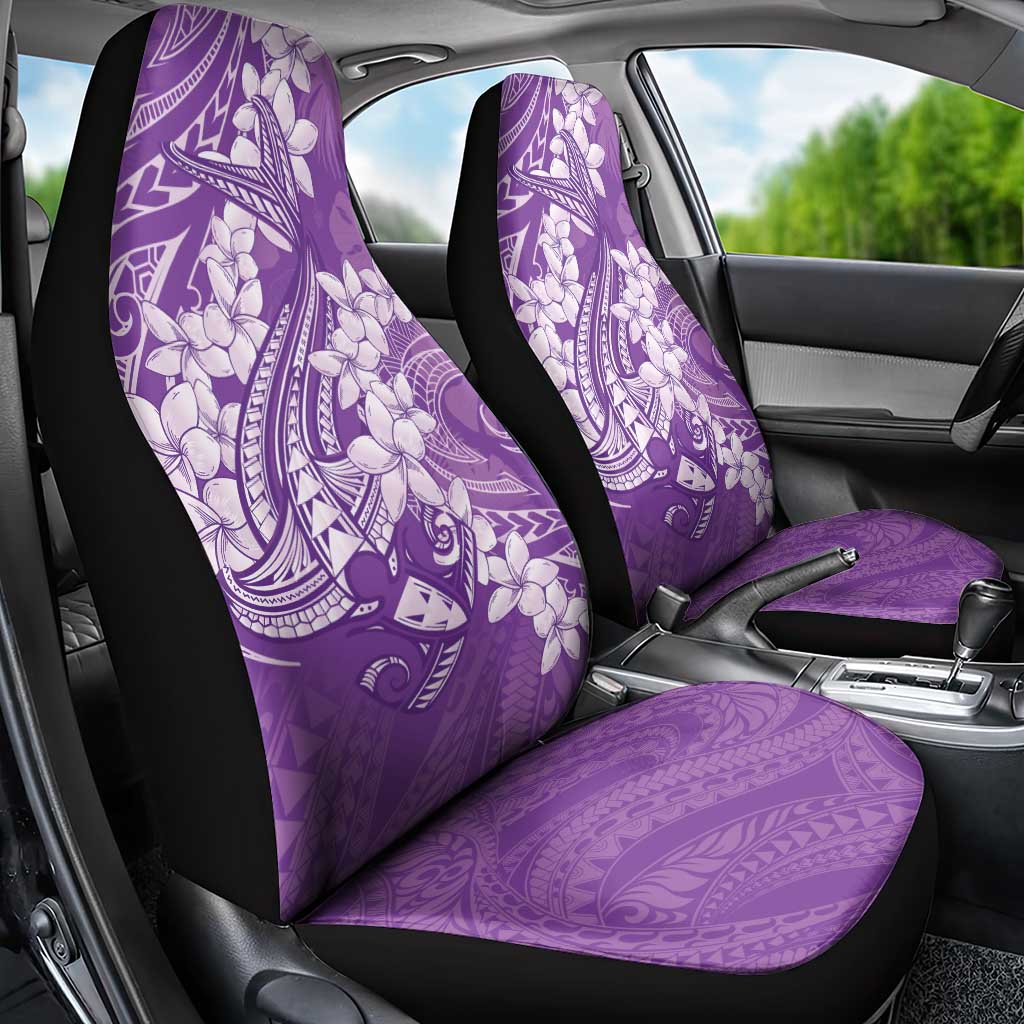 Purple Polynesia Hammerhead Shark Tattoo With Plumeria Lei Car Seat Cover