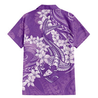 Purple Polynesia Hammerhead Shark Tattoo With Plumeria Lei Family Matching Mermaid Dress and Hawaiian Shirt