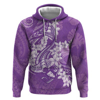 Purple Polynesia Hammerhead Shark Tattoo With Plumeria Lei Hoodie