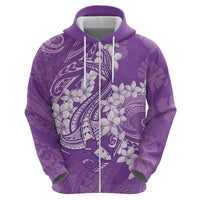 Purple Polynesia Hammerhead Shark Tattoo With Plumeria Lei Hoodie