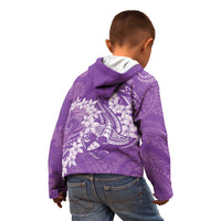 Purple Polynesia Hammerhead Shark Tattoo With Plumeria Lei Kid Hoodie