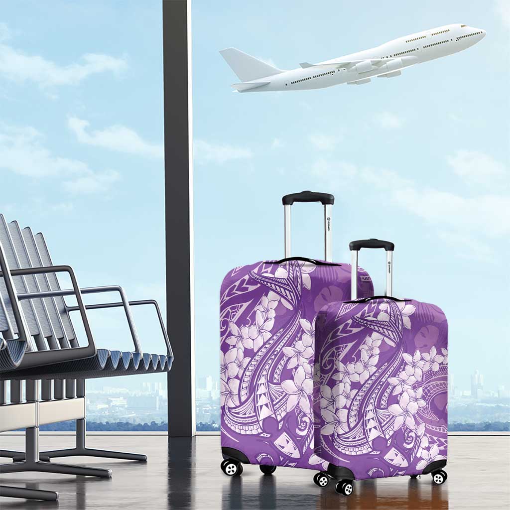 Purple Polynesia Hammerhead Shark Tattoo With Plumeria Lei Luggage Cover
