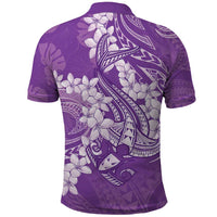 Purple Polynesia Hammerhead Shark Tattoo With Plumeria Lei Polo Shirt