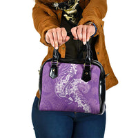 Purple Polynesia Hammerhead Shark Tattoo With Plumeria Lei Shoulder Handbag