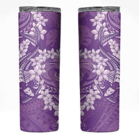 Purple Polynesia Hammerhead Shark Tattoo With Plumeria Lei Skinny Tumbler LT14 Purple - Polynesian Pride
