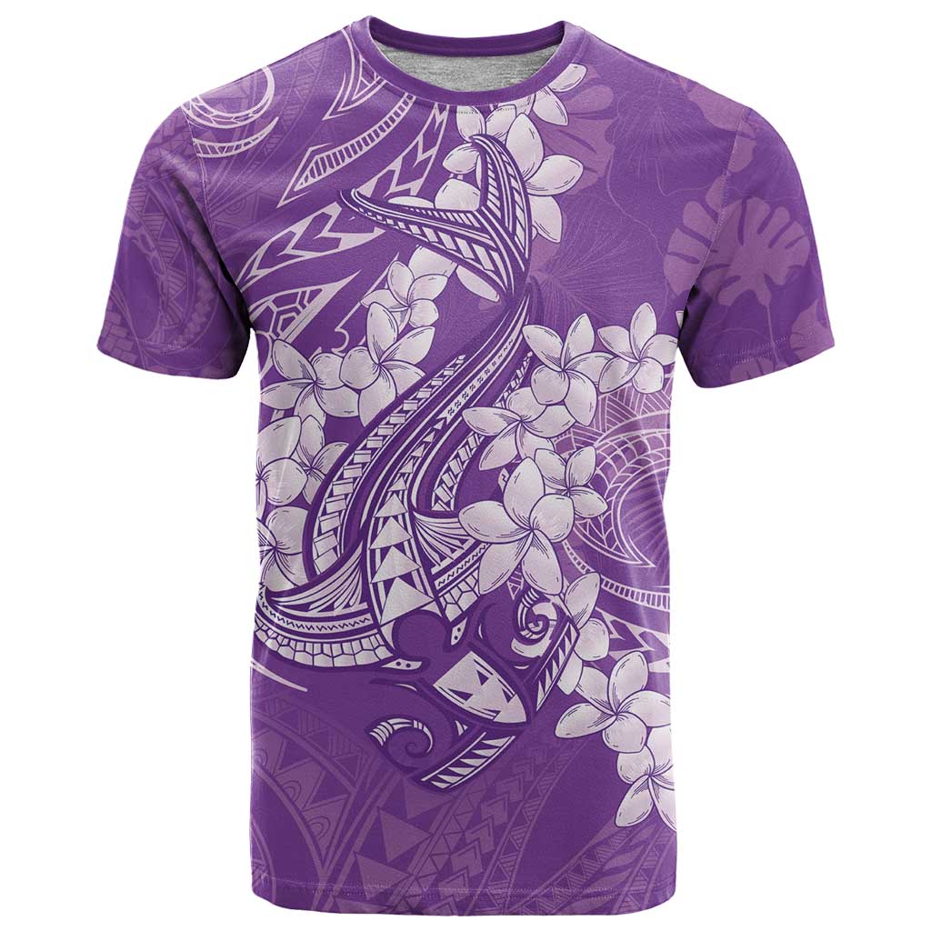 Purple Polynesia Hammerhead Shark Tattoo With Plumeria Lei T Shirt LT14 Purple - Polynesian Pride