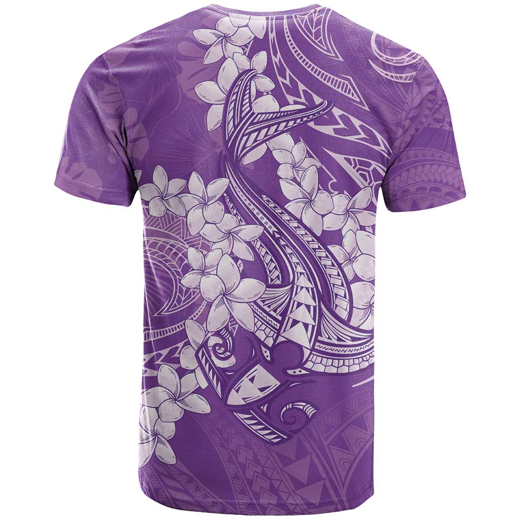 Purple Polynesia Hammerhead Shark Tattoo With Plumeria Lei T Shirt LT14 - Polynesian Pride