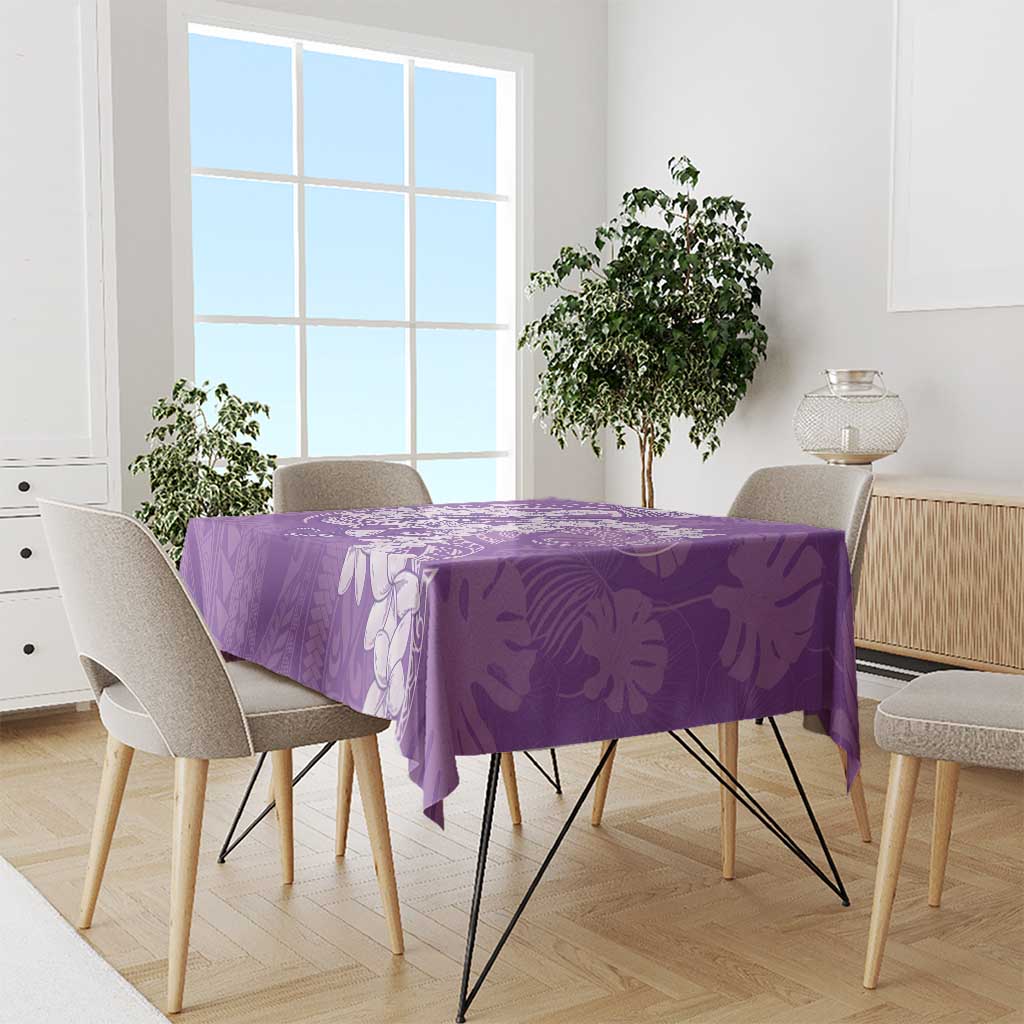 Purple Polynesia Hammerhead Shark Tattoo With Plumeria Lei Tablecloth LT14 - Polynesian Pride