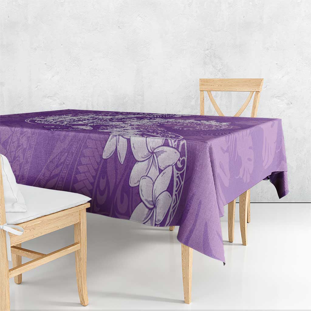 Purple Polynesia Hammerhead Shark Tattoo With Plumeria Lei Tablecloth LT14 - Polynesian Pride