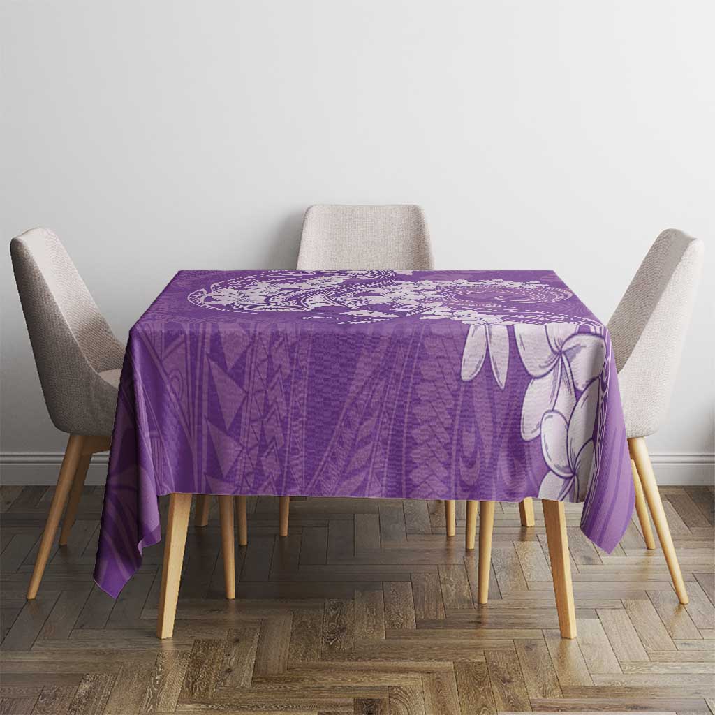 Purple Polynesia Hammerhead Shark Tattoo With Plumeria Lei Tablecloth LT14 - Polynesian Pride