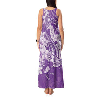 Purple Polynesia Hammerhead Shark Tattoo With Plumeria Lei Tank Maxi Dress