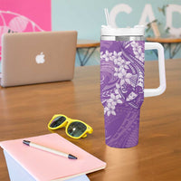 Purple Polynesia Hammerhead Shark Tattoo With Plumeria Lei Tumbler With Handle LT14 - Polynesian Pride