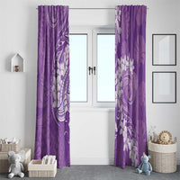 Purple Polynesia Hammerhead Shark Tattoo With Plumeria Lei Window Curtain