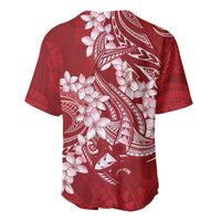 Red Polynesia Hammerhead Shark Tattoo With Plumeria Lei Baseball Jersey LT14 - Polynesian Pride