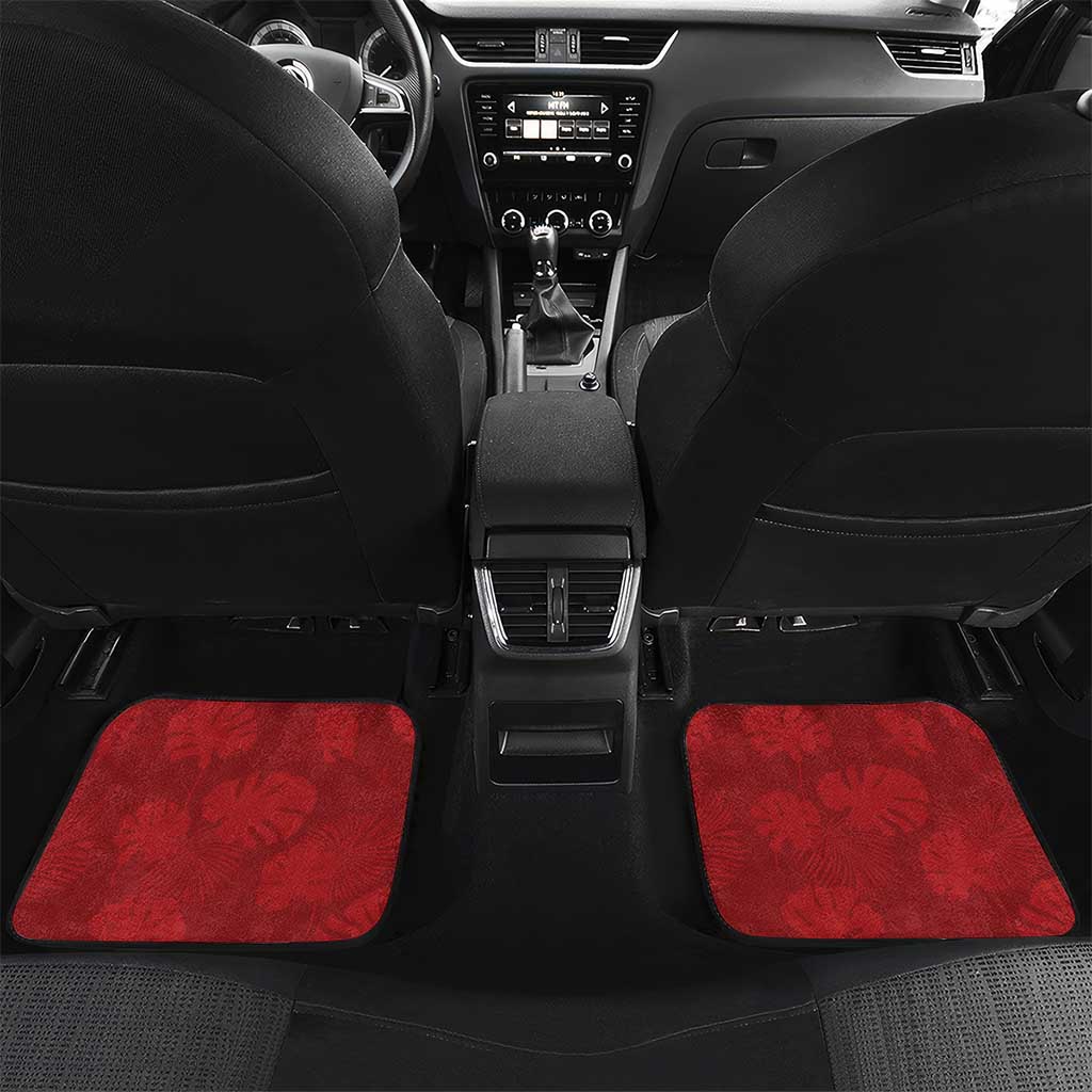 Red Polynesia Hammerhead Shark Tattoo With Plumeria Lei Car Mats