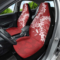 Red Polynesia Hammerhead Shark Tattoo With Plumeria Lei Car Seat Cover