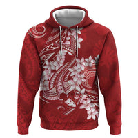 Red Polynesia Hammerhead Shark Tattoo With Plumeria Lei Hoodie
