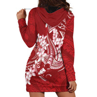 Red Polynesia Hammerhead Shark Tattoo With Plumeria Lei Hoodie Dress