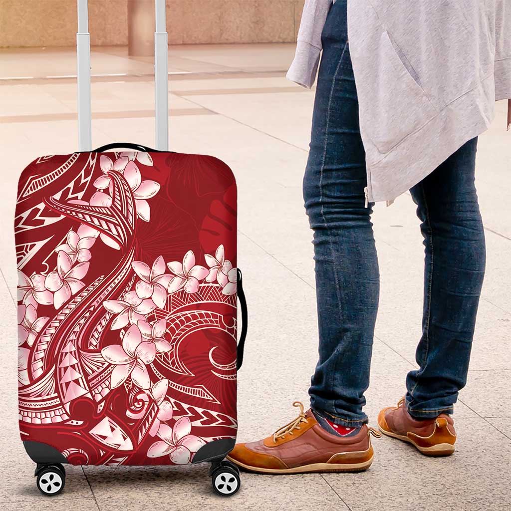 Red Polynesia Hammerhead Shark Tattoo With Plumeria Lei Luggage Cover