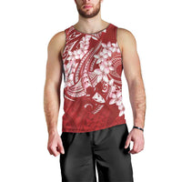 Red Polynesia Hammerhead Shark Tattoo With Plumeria Lei Men Tank Top