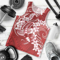 Red Polynesia Hammerhead Shark Tattoo With Plumeria Lei Men Tank Top