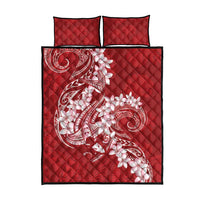 Red Polynesia Hammerhead Shark Tattoo With Plumeria Lei Quilt Bed Set