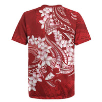 Red Polynesia Hammerhead Shark Tattoo With Plumeria Lei Rugby Jersey