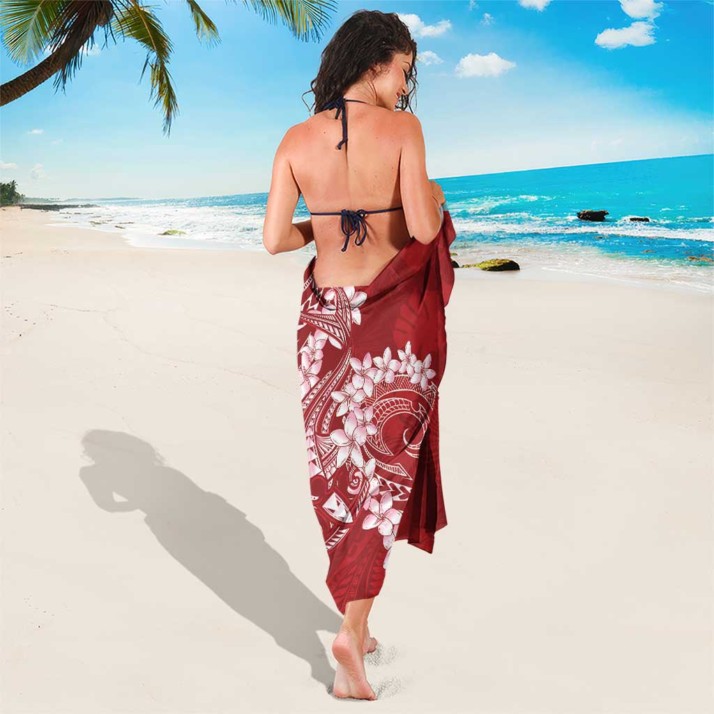 Red Polynesia Hammerhead Shark Tattoo With Plumeria Lei Sarong LT14 - Polynesian Pride