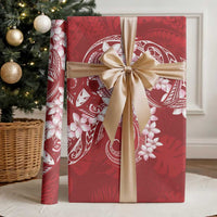 Red Polynesia Hammerhead Shark Tattoo With Plumeria Lei Wrapping Paper LT14 - Polynesian Pride
