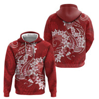 Red Polynesia Hammerhead Shark Tattoo With Plumeria Lei Zip Hoodie