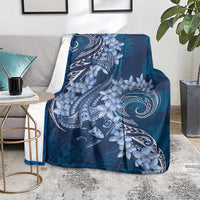 Navy Blue Polynesia Hammerhead Shark Tattoo With Plumeria Lei Blanket