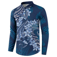 Navy Blue Polynesia Hammerhead Shark Tattoo With Plumeria Lei Button Sweatshirt