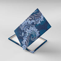 Navy Blue Polynesia Hammerhead Shark Tattoo With Plumeria Lei Canvas Wall Art