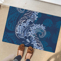 Navy Blue Polynesia Hammerhead Shark Tattoo With Plumeria Lei Rubber Doormat LT14 - Polynesian Pride